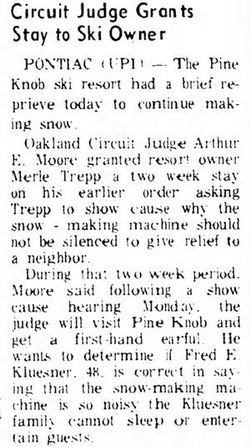 Pine Knob Ski and Snowboard Resort - 1965 Snow Maching Noise Complaint
